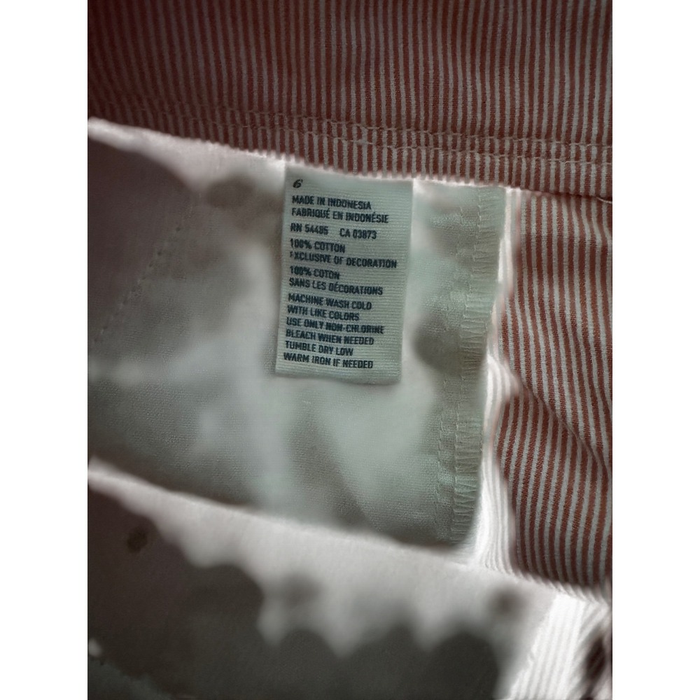 American Eagle Pink White Seersucker Striped Cuffed Shorts Womens 6 Low Rise - Picture 2 of 3